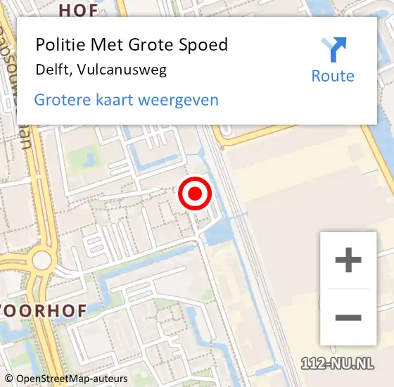 Locatie op kaart van de 112 melding: Politie Met Grote Spoed Naar Delft, Vulcanusweg op 20 november 2022 18:20