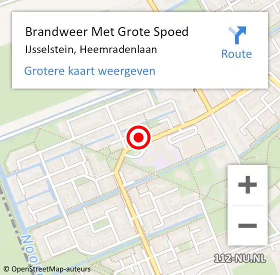 Locatie op kaart van de 112 melding: Brandweer Met Grote Spoed Naar IJsselstein, Heemradenlaan op 20 november 2022 18:24