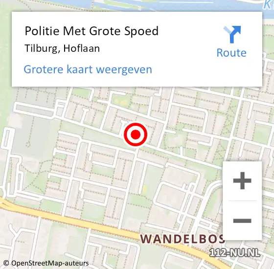 Locatie op kaart van de 112 melding: Politie Met Grote Spoed Naar Tilburg, Hoflaan op 20 november 2022 18:29