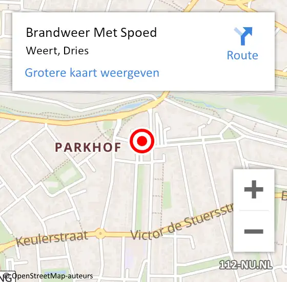 Locatie op kaart van de 112 melding: Brandweer Met Spoed Naar Weert, Dries op 20 november 2022 18:32