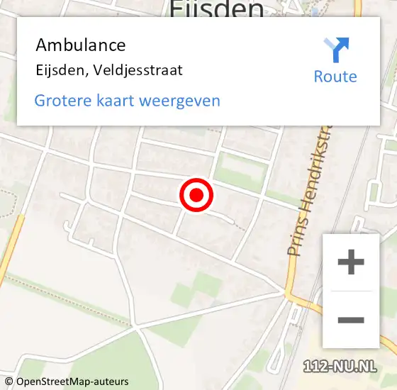 Locatie op kaart van de 112 melding: Ambulance Eijsden, Veldjesstraat op 10 oktober 2013 15:57