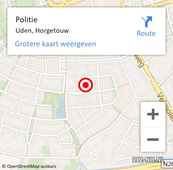 Locatie op kaart van de 112 melding: Politie Uden, Horgetouw op 10 oktober 2013 15:57