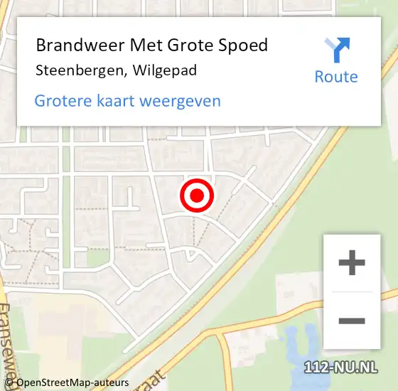 Locatie op kaart van de 112 melding: Brandweer Met Grote Spoed Naar Steenbergen, Wilgepad op 20 november 2022 19:22