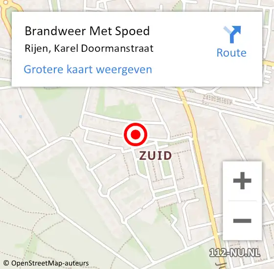 Locatie op kaart van de 112 melding: Brandweer Met Spoed Naar Rijen, Karel Doormanstraat op 20 november 2022 19:34