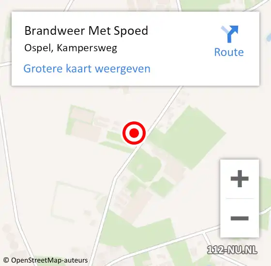 Locatie op kaart van de 112 melding: Brandweer Met Spoed Naar Ospel, Kampersweg op 20 november 2022 20:03