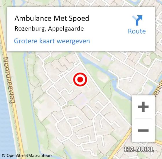 Locatie op kaart van de 112 melding: Ambulance Met Spoed Naar Rozenburg, Appelgaarde op 20 november 2022 20:33