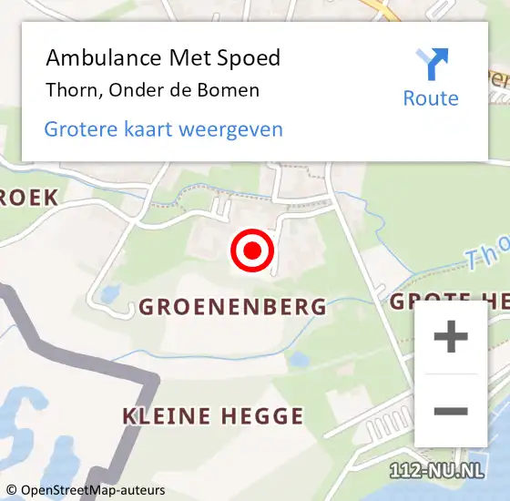 Locatie op kaart van de 112 melding: Ambulance Met Spoed Naar Thorn, Onder de Bomen op 20 november 2022 20:38