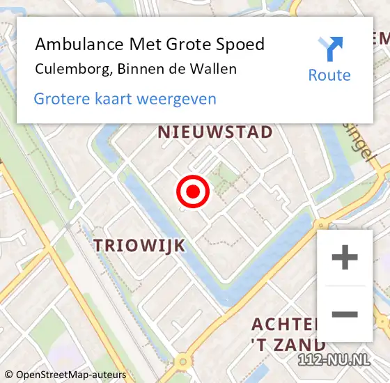 Locatie op kaart van de 112 melding: Ambulance Met Grote Spoed Naar Culemborg, Binnen de Wallen op 20 november 2022 20:53