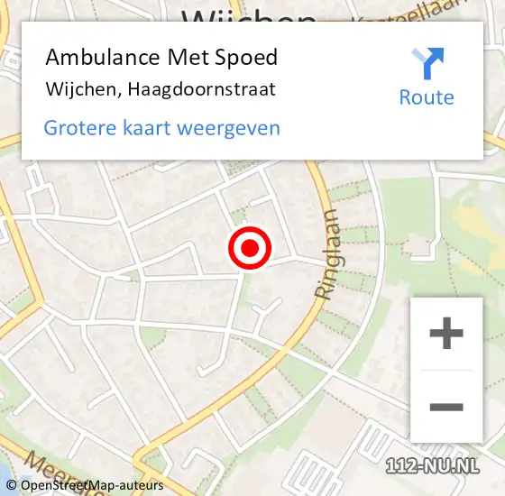 Locatie op kaart van de 112 melding: Ambulance Met Spoed Naar Wijchen, Haagdoornstraat op 20 november 2022 20:56