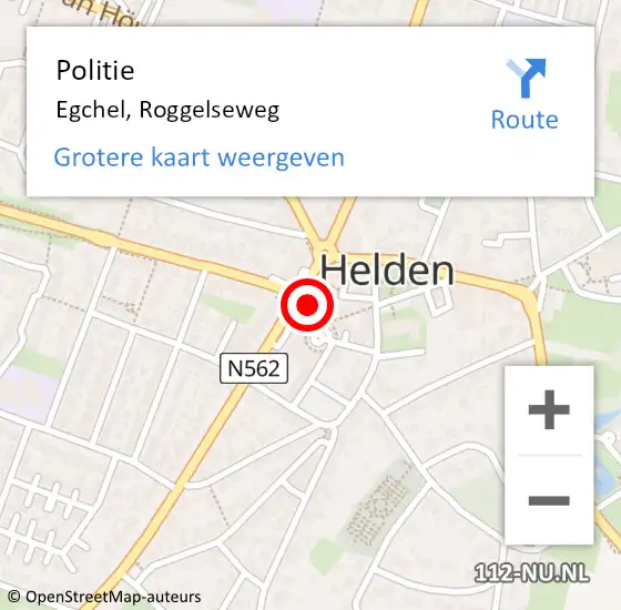Locatie op kaart van de 112 melding: Politie Egchel, Roggelseweg op 20 november 2022 21:32