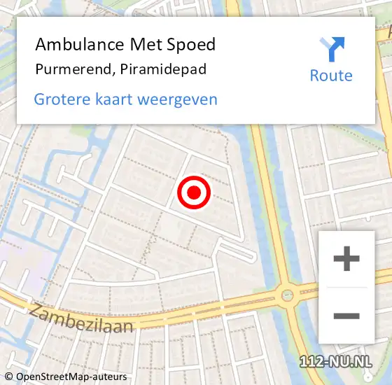 Locatie op kaart van de 112 melding: Ambulance Met Spoed Naar Purmerend, Piramidepad op 20 november 2022 21:34