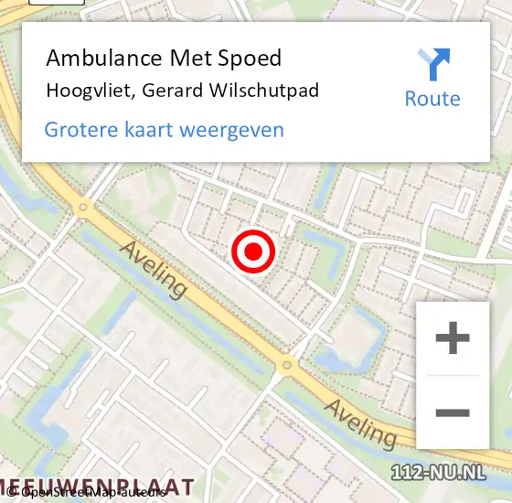 Locatie op kaart van de 112 melding: Ambulance Met Spoed Naar Hoogvliet, Gerard Wilschutpad op 20 november 2022 21:40