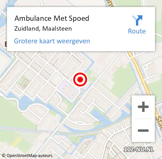 Locatie op kaart van de 112 melding: Ambulance Met Spoed Naar Zuidland, Maalsteen op 20 november 2022 22:40