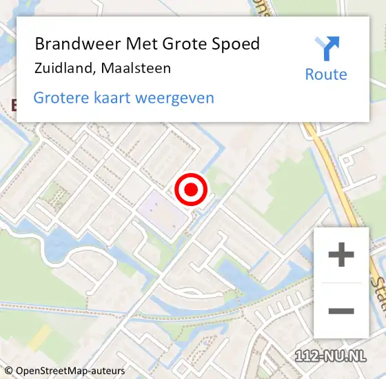 Locatie op kaart van de 112 melding: Brandweer Met Grote Spoed Naar Zuidland, Maalsteen op 20 november 2022 22:41