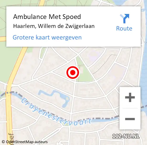 Locatie op kaart van de 112 melding: Ambulance Met Spoed Naar Haarlem, Willem de Zwijgerlaan op 20 november 2022 22:47