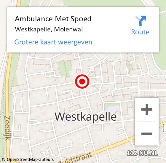 Locatie op kaart van de 112 melding: Ambulance Met Spoed Naar Westkapelle, Molenwal op 5 augustus 2014 16:31