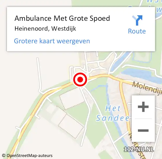 Locatie op kaart van de 112 melding: Ambulance Met Grote Spoed Naar Heinenoord, Westdijk op 20 november 2022 23:25