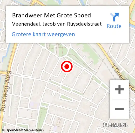 Locatie op kaart van de 112 melding: Brandweer Met Grote Spoed Naar Veenendaal, Jacob van Ruysdaelstraat op 21 november 2022 00:18