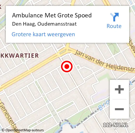 Locatie op kaart van de 112 melding: Ambulance Met Grote Spoed Naar Delft, Oudemansstraat op 21 november 2022 01:53