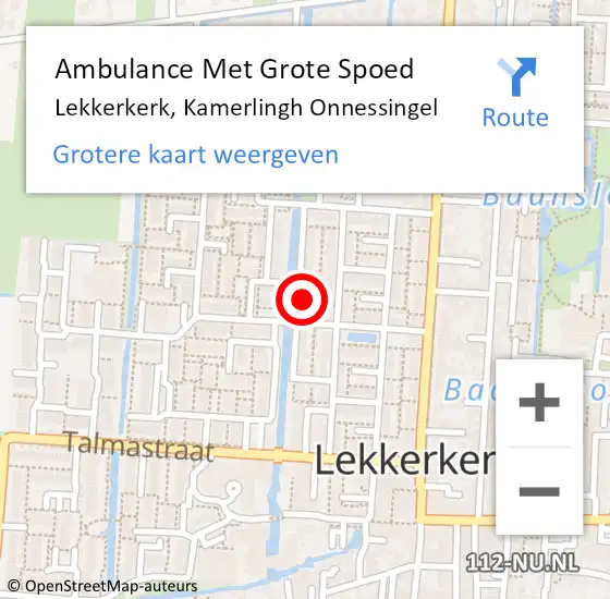 Locatie op kaart van de 112 melding: Ambulance Met Grote Spoed Naar Lekkerkerk, Kamerlingh Onnessingel op 21 november 2022 02:03