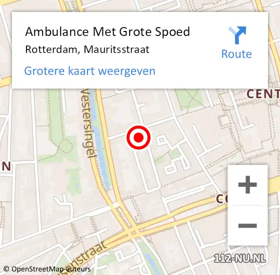 Locatie op kaart van de 112 melding: Ambulance Met Grote Spoed Naar Rozenburg, Mauritsstraat op 21 november 2022 03:40