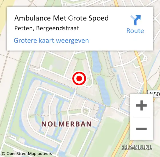 Locatie op kaart van de 112 melding: Ambulance Met Grote Spoed Naar Petten, Bergeendstraat op 21 november 2022 04:50
