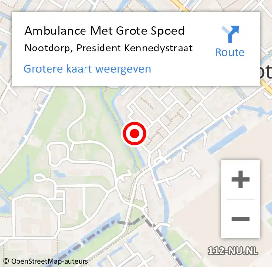 Locatie op kaart van de 112 melding: Ambulance Met Grote Spoed Naar Nootdorp, President Kennedystraat op 21 november 2022 05:03