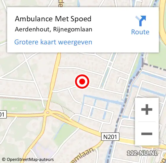 Locatie op kaart van de 112 melding: Ambulance Met Spoed Naar Aerdenhout, Rijnegomlaan op 21 november 2022 05:38