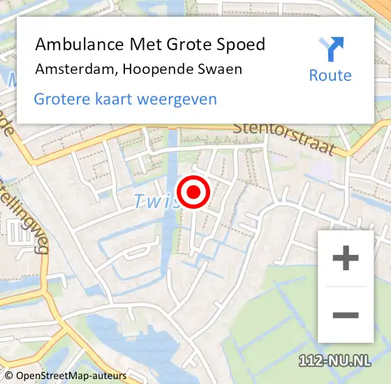 Locatie op kaart van de 112 melding: Ambulance Met Grote Spoed Naar Amsterdam, Hoopende Swaen op 21 november 2022 05:55