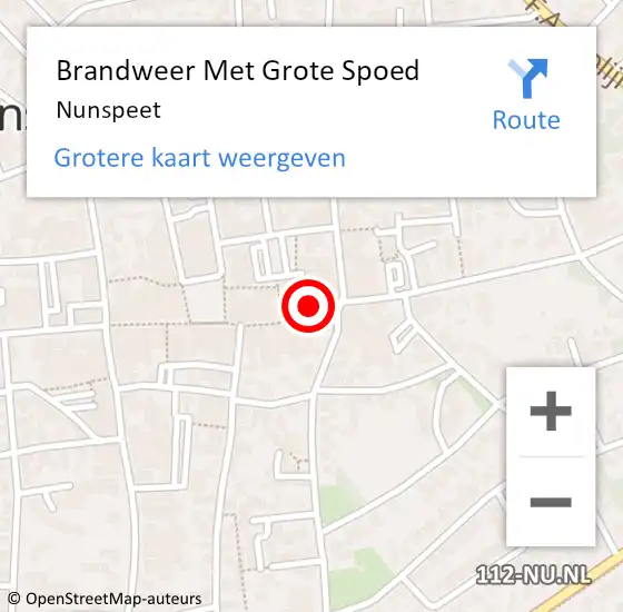 Locatie op kaart van de 112 melding: Brandweer Met Grote Spoed Naar Nunspeet op 21 november 2022 06:28