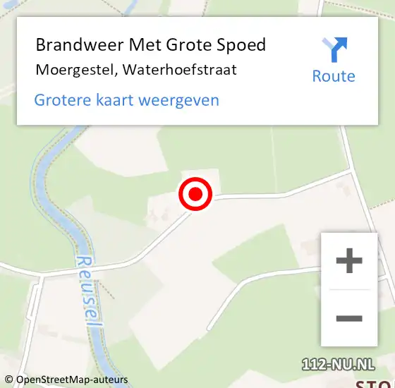 Locatie op kaart van de 112 melding: Brandweer Met Grote Spoed Naar Moergestel, Waterhoefstraat op 21 november 2022 06:31