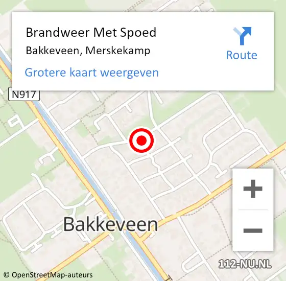 Locatie op kaart van de 112 melding: Brandweer Met Spoed Naar Bakkeveen, Merskekamp op 21 november 2022 06:53