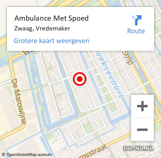 Locatie op kaart van de 112 melding: Ambulance Met Spoed Naar Zwaag, Vredemaker op 21 november 2022 06:56