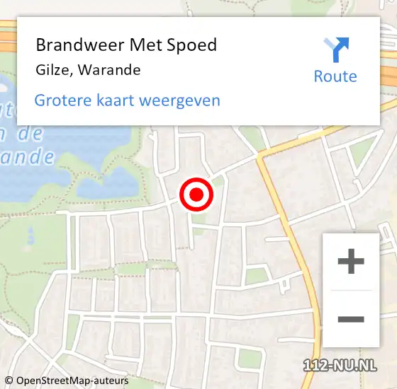 Locatie op kaart van de 112 melding: Brandweer Met Spoed Naar Gilze, Warande op 21 november 2022 07:23