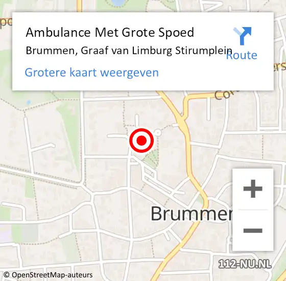 Locatie op kaart van de 112 melding: Ambulance Met Grote Spoed Naar Brummen, Graaf van Limburg Stirumplein op 21 november 2022 07:54