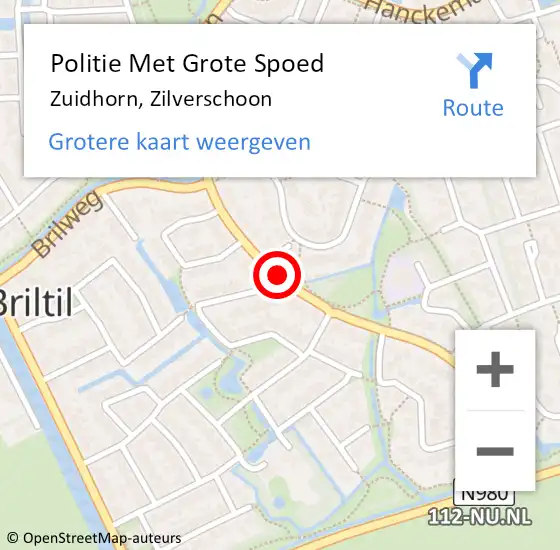 Locatie op kaart van de 112 melding: Politie Met Grote Spoed Naar Zuidhorn, Zilverschoon op 21 november 2022 07:58