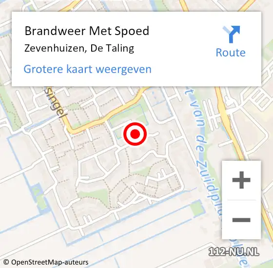 Locatie op kaart van de 112 melding: Brandweer Met Spoed Naar Zevenhuizen, De Taling op 21 november 2022 08:11