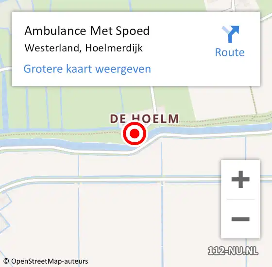 Locatie op kaart van de 112 melding: Ambulance Met Spoed Naar Westerland, Hoelmerdijk op 21 november 2022 08:26