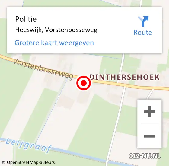 Locatie op kaart van de 112 melding: Politie Heeswijk, Vorstenbosseweg op 21 november 2022 08:33