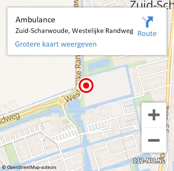 Locatie op kaart van de 112 melding: Ambulance Zuid-Scharwoude, Westelijke Randweg op 21 november 2022 08:51