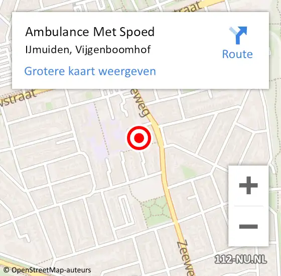 Locatie op kaart van de 112 melding: Ambulance Met Spoed Naar IJmuiden, Vijgenboomhof op 21 november 2022 08:52