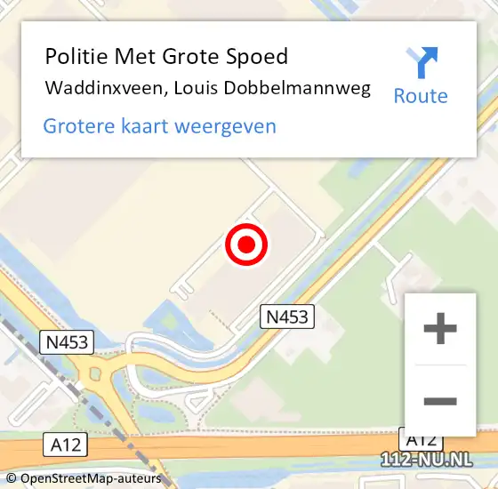 Locatie op kaart van de 112 melding: Politie Met Grote Spoed Naar Waddinxveen, Louis Dobbelmannweg op 21 november 2022 08:56