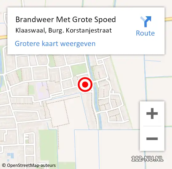 Locatie op kaart van de 112 melding: Brandweer Met Grote Spoed Naar Klaaswaal, Burg. Korstanjestraat op 21 november 2022 09:00