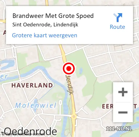 Locatie op kaart van de 112 melding: Brandweer Met Grote Spoed Naar Sint Oedenrode, Lindendijk op 21 november 2022 09:12