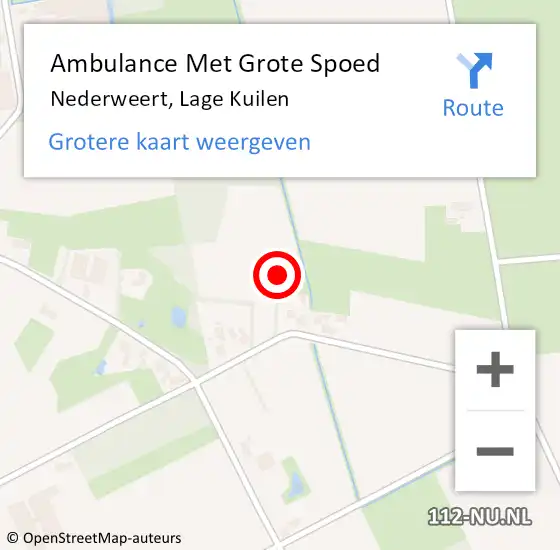 Locatie op kaart van de 112 melding: Ambulance Met Grote Spoed Naar Nederweert, Lage Kuilen op 21 november 2022 09:18