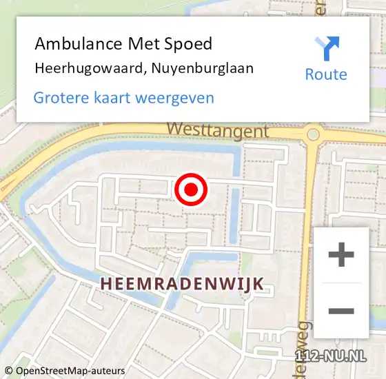 Locatie op kaart van de 112 melding: Ambulance Met Spoed Naar Heerhugowaard, Nuyenburglaan op 21 november 2022 09:20