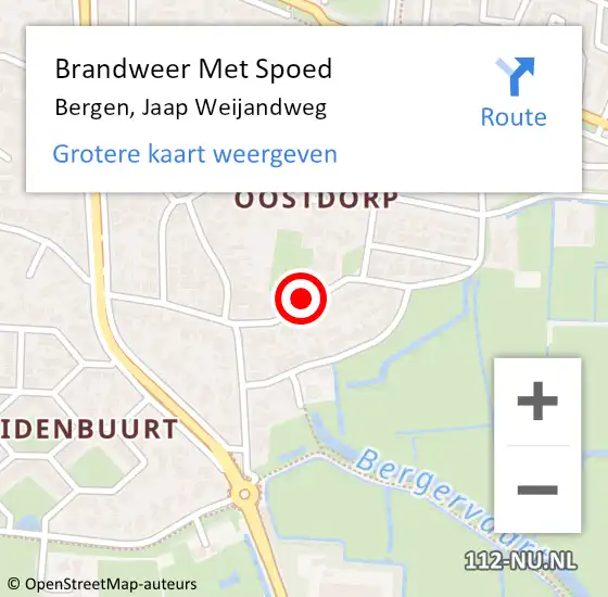 Locatie op kaart van de 112 melding: Brandweer Met Spoed Naar Bergen, Jaap Weijandweg op 21 november 2022 09:36