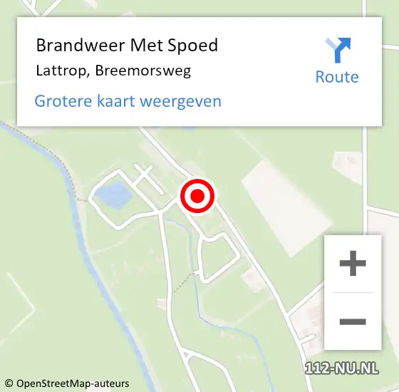 Locatie op kaart van de 112 melding: Brandweer Met Spoed Naar Lattrop, Breemorsweg op 5 augustus 2014 16:59