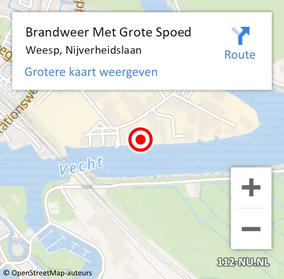 Locatie op kaart van de 112 melding: Brandweer Met Grote Spoed Naar Weesp, Nijverheidslaan op 21 november 2022 10:07