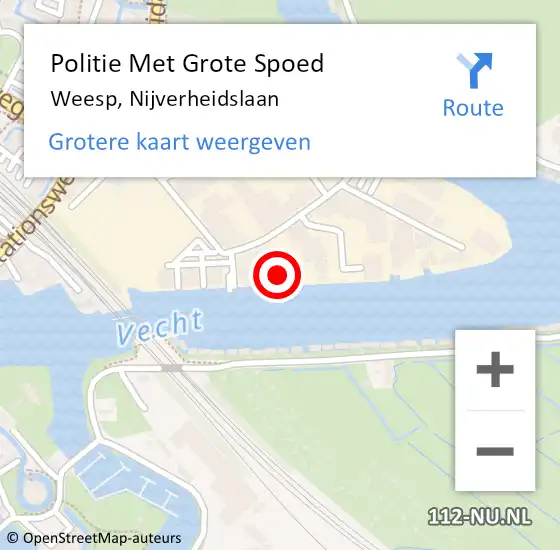 Locatie op kaart van de 112 melding: Politie Met Grote Spoed Naar Weesp, Nijverheidslaan op 21 november 2022 10:14